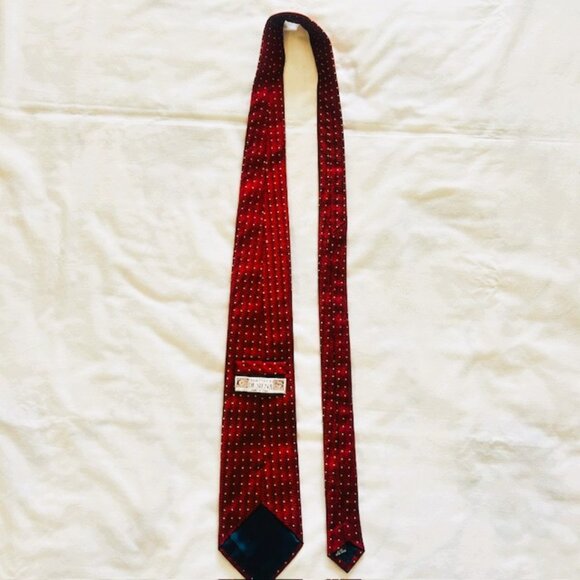 Cravattificio Di Siena Mens Tie Red and Gold 100% Silk 56 x 3.7 - Picture 8 of 10